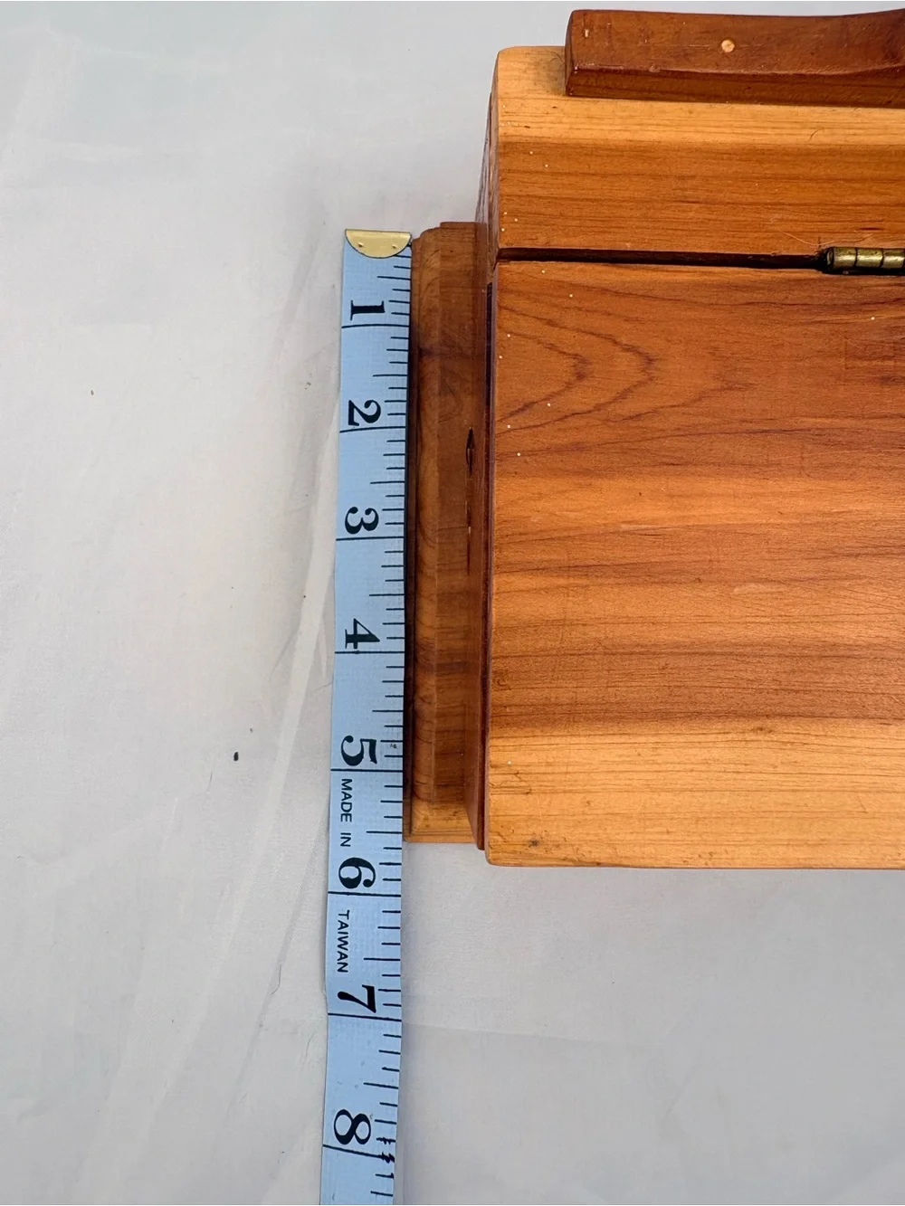 Vintage Wooden Handmade Desk or Storage Box With Top Scroll Crest